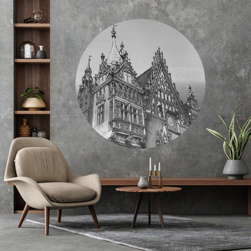 Town Hall B&W – Tapeta Koło Standard