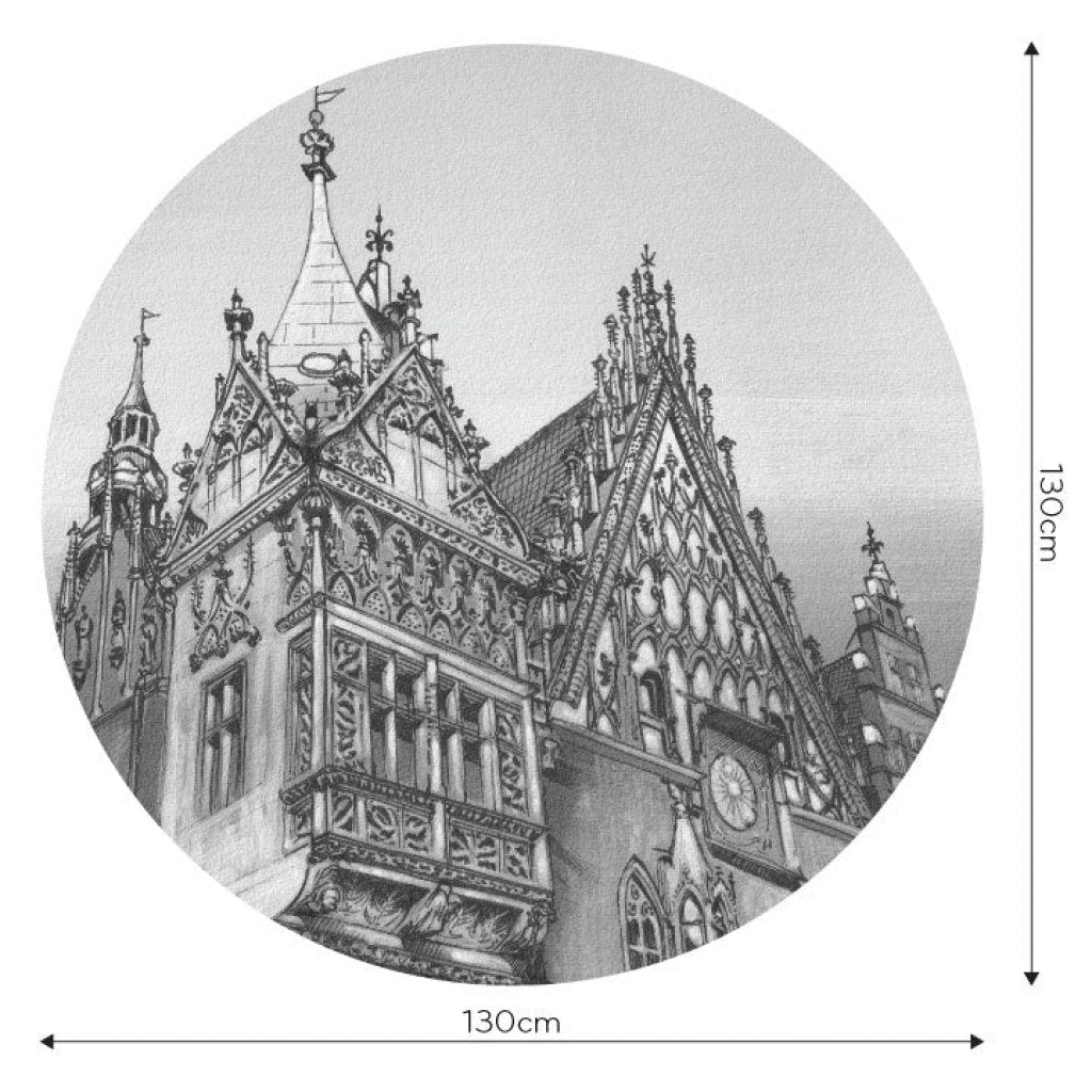 Town Hall B&W – Tapeta Koło Standard