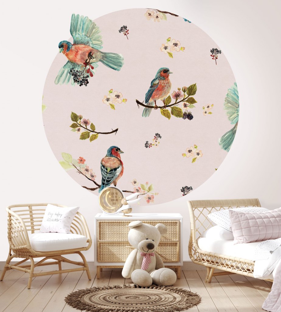 Uccello Cantante Pink – Tapeta Koło Standard