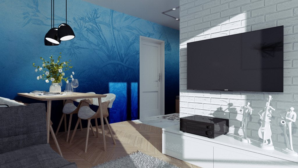 Blue Ombre Flower – Tapeta na wymiar