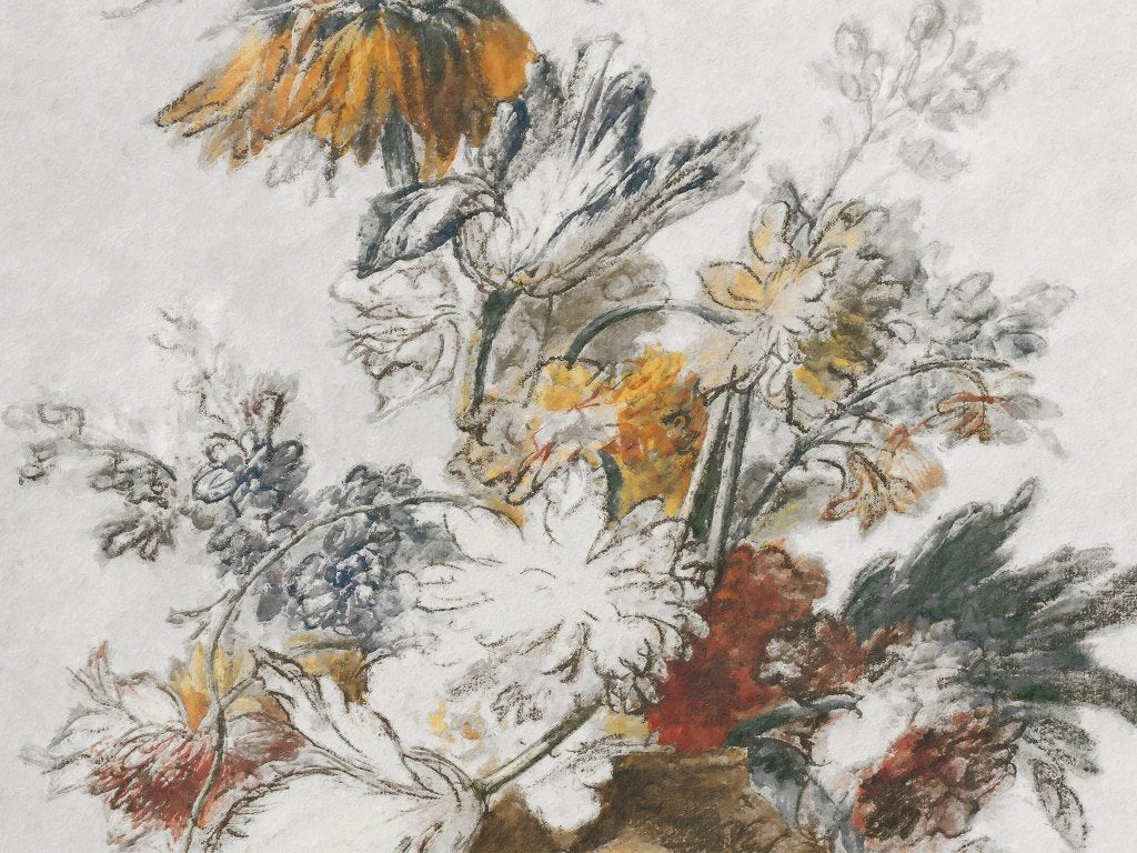 Grey Classic Flower – Tapeta na wymiar