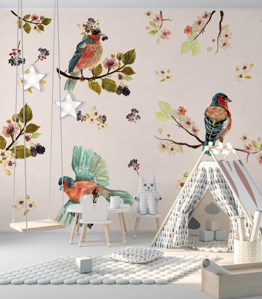 Uccello Cantante Pink – Tapeta na wymiar