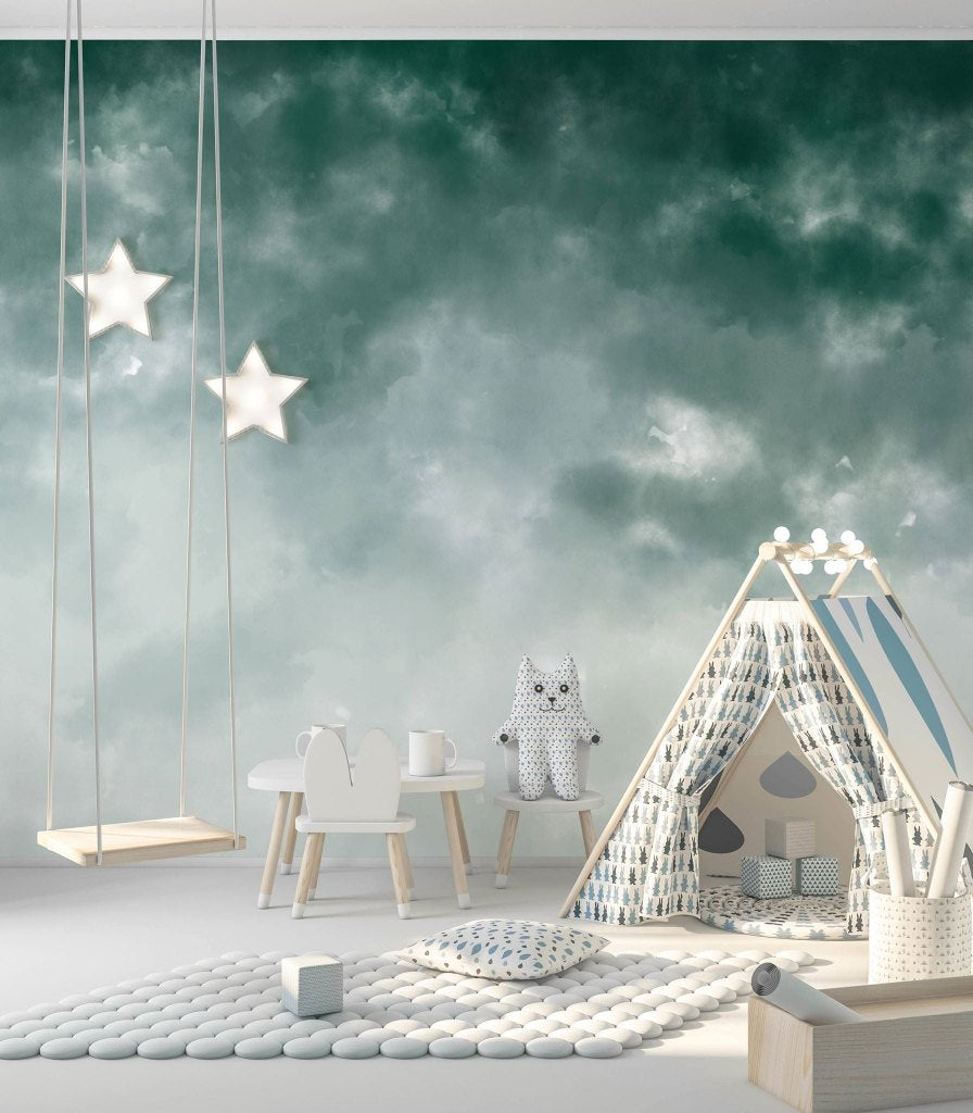 Watercolor Ombre Green – Tapeta na wymiar