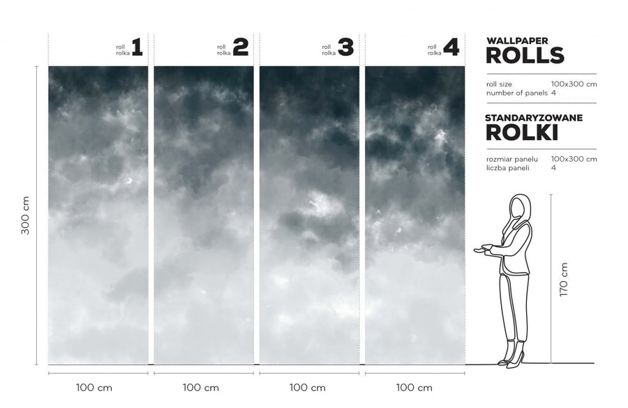 Watercolor Ombre Storm – Tapeta na wymiar