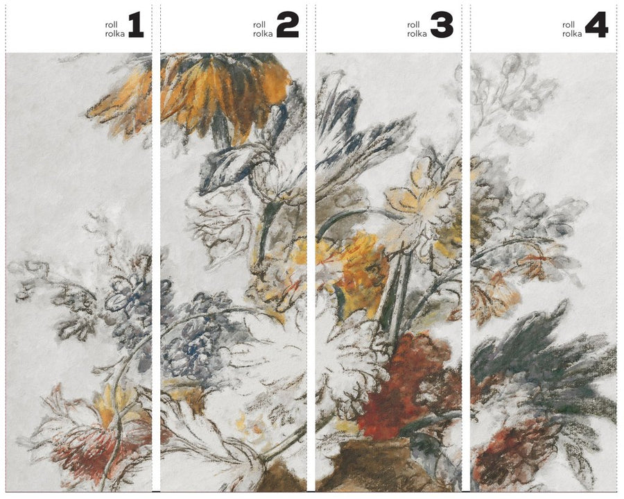 Grey Classic Flower – Tapeta w rolkach