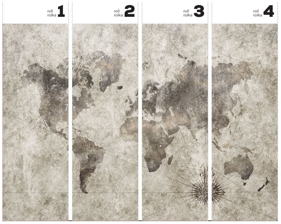 Grunge World Map – Tapeta w rolkach