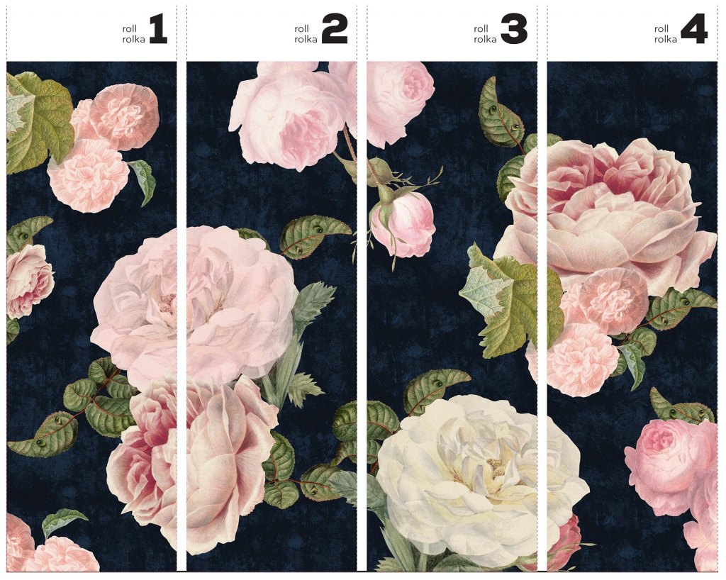 Roses Dark Blue – Tapeta w rolkach