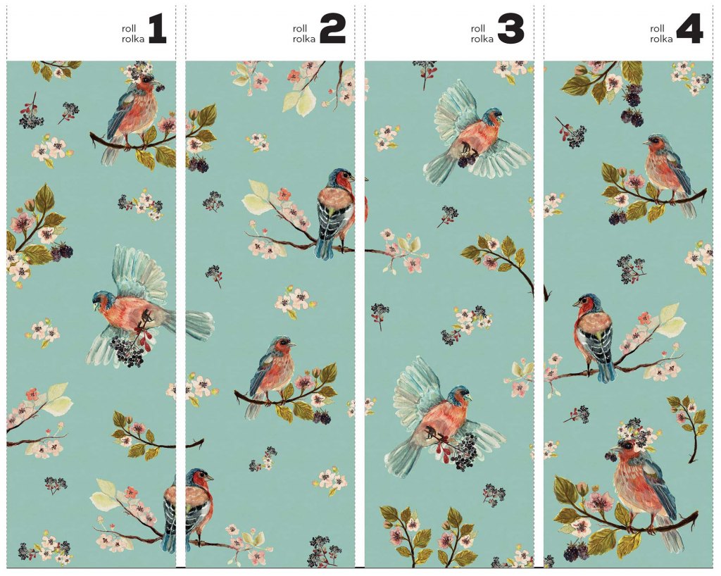 Uccello Cantante Mint – Tapeta w rolkach