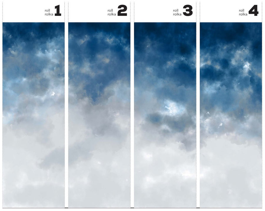Watercolor Ombre Blue&Grey – Tapeta w rolkach
