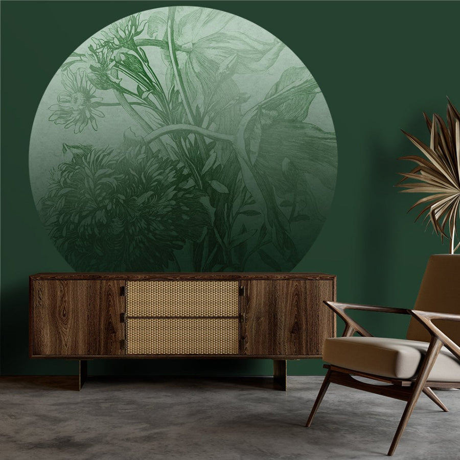 Green Ombre Flower – Tapeta Koło Standard