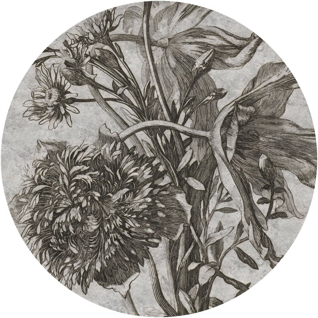 Grey Flower – Tapeta Koło Standard