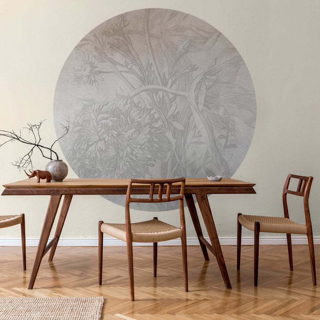 Grey Ombre Flower – Tapeta Koło Standard