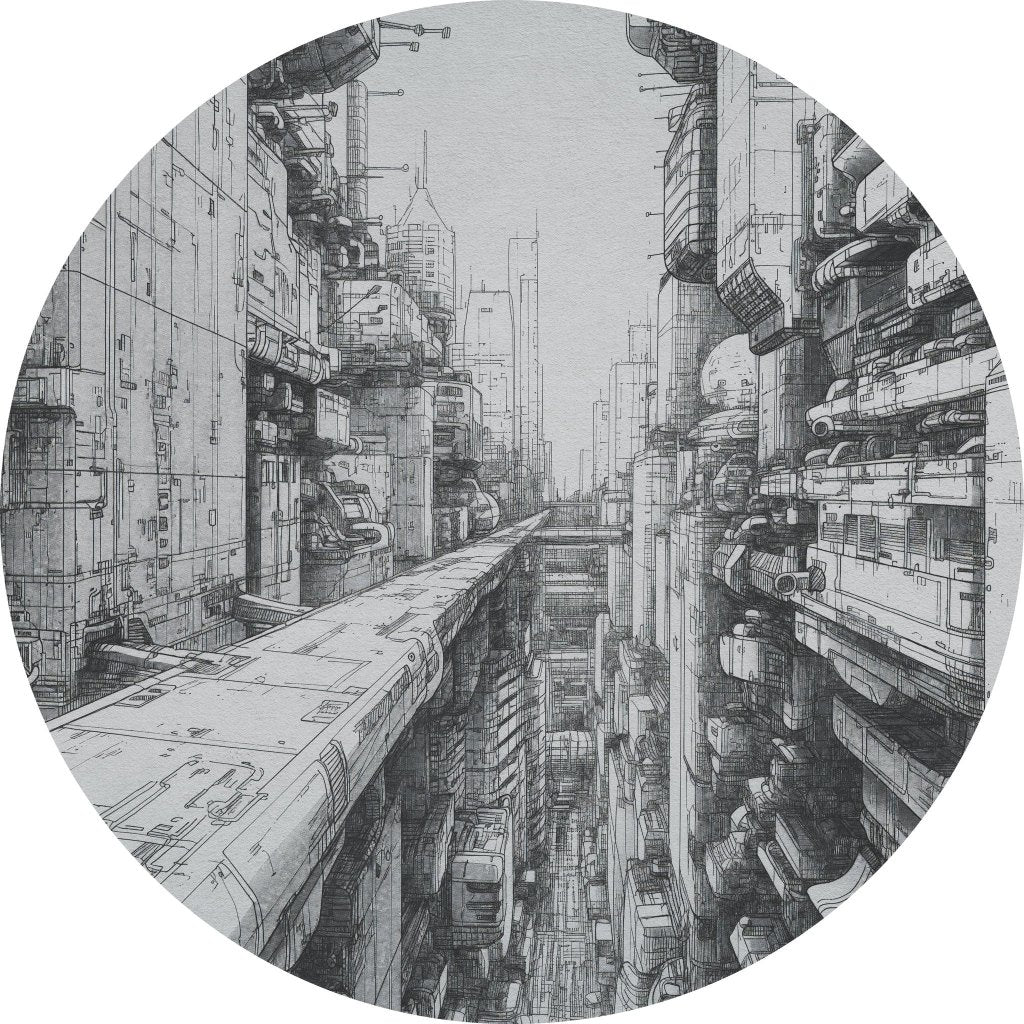 Cyber City – Tapeta Koło Standard