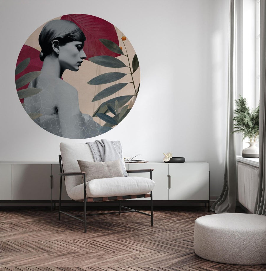 Onna Burgundy – Tapeta Koło Standard