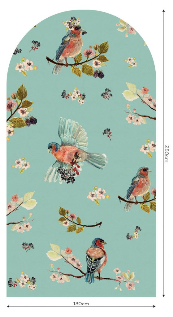 Uccello Cantante Mint – Tapeta Łuk Standard
