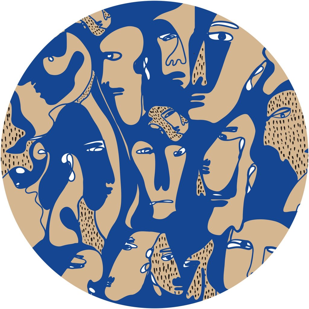 Faces Cobalt – Tapeta Koło Standard