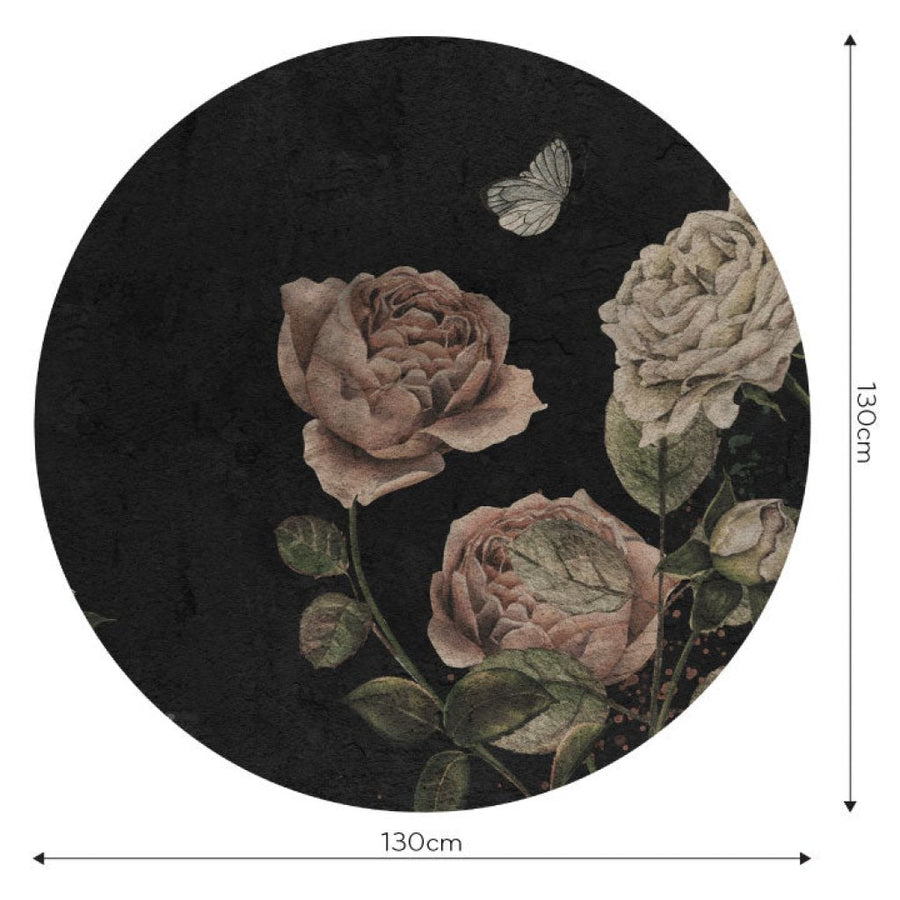 Rose Dream Black – Tapeta Koło Standard