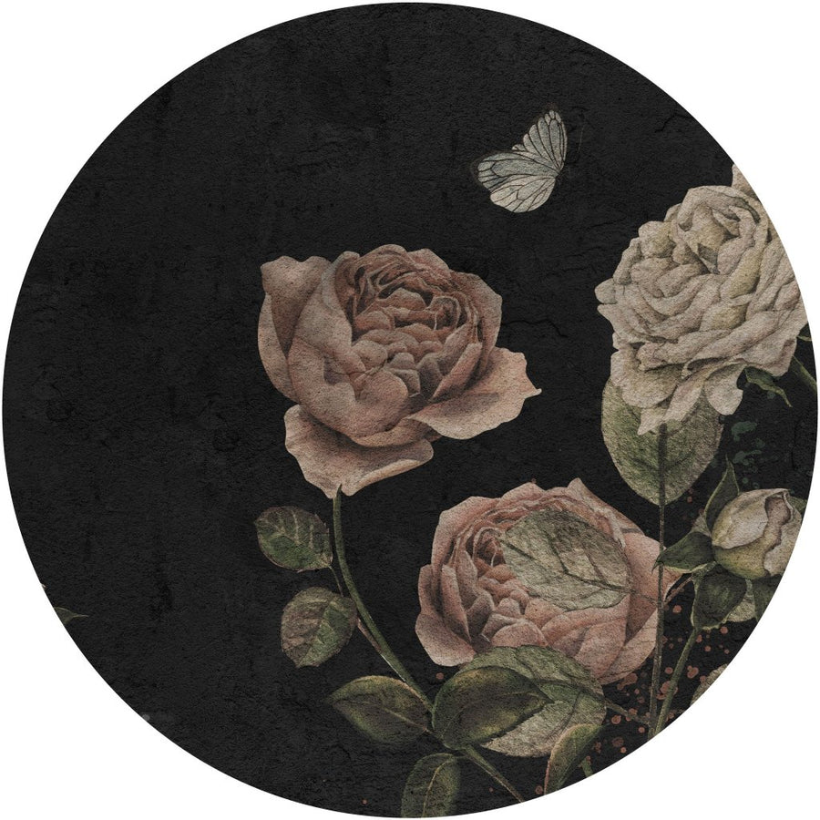 Rose Dream Black – Tapeta Koło Standard